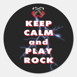 Sticker Rond Restez calme et jouez au rock