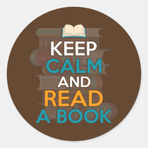 Sticker Rond Restez Calme Et Lisez Un Lecteur De Lecture Biblio