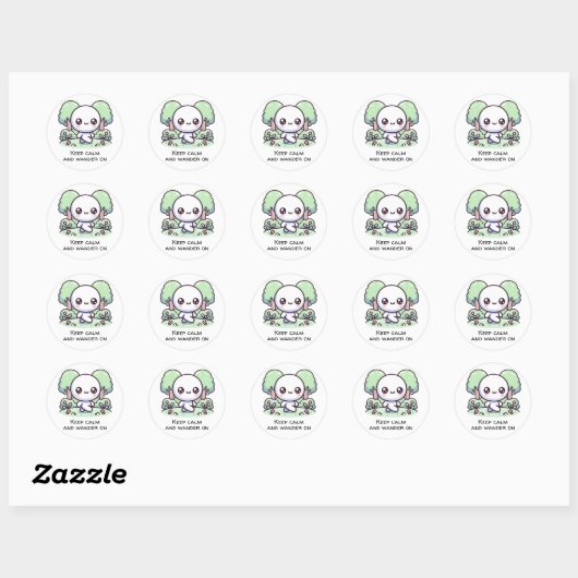 Sticker Rond Restez calme et marchez (Feuille)