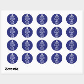 Sticker Rond Restez calme et naviguez en bleu (Feuille)