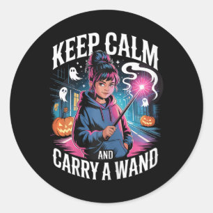 Sticker Rond Restez Calme Et Portez Une Ado De Baguette Hallowe