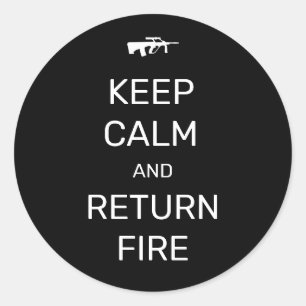 Sticker Rond Restez calme et retournez en feu
