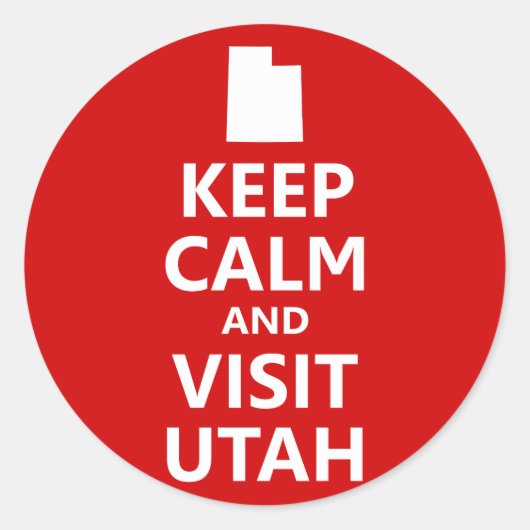 Sticker Rond Restez calme et visitez Utah (Devant)