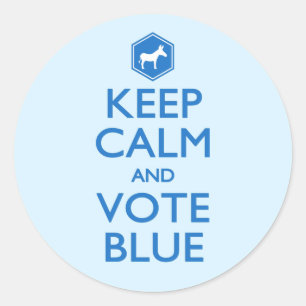 Sticker Rond Restez calme et votez bleu