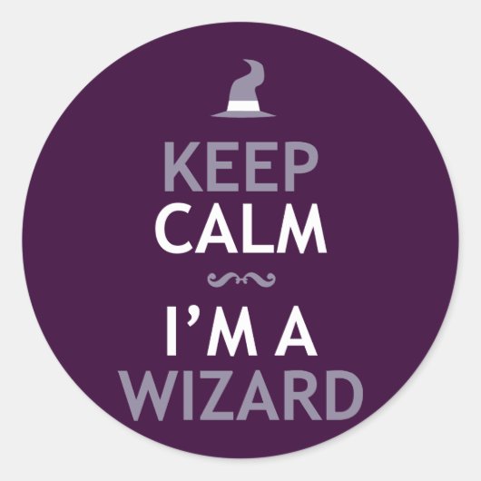 Sticker Rond Restez calme Je suis un sorcier (Devant)