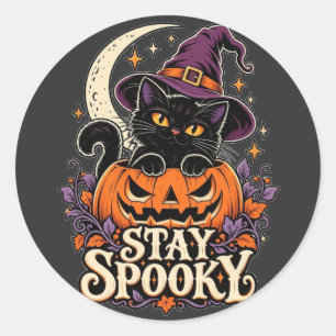 Sticker Rond Restez Chauve-Souris Noire Halloween