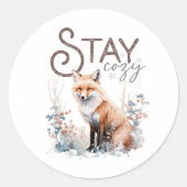 Sticker Rond Restez confortable Woodland Fox Noël (Devant)
