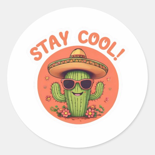 Sticker Rond Restez cool. (Devant)