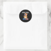 Sticker Rond Restez Cool Chat Popsicle Lover Drapeau américain (Sac)