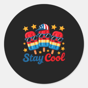 Sticker Rond Restez Cool Popsicle Chemise Boys Hommes 4e juille