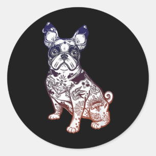 Sticker Rond Restez Étrange - Vintage Français Bulldog Tattoo P