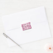 Sticker Rond Restez Gentil – Rose Groovy Rétro (Enveloppe)