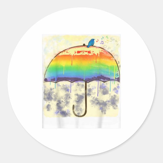 Sticker Rond Restez optimiste Tee (Devant)