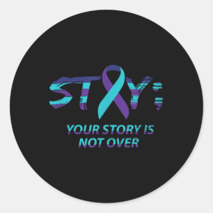 Sticker Rond Restez Point-virgule Sensibilisation au suicide Sa