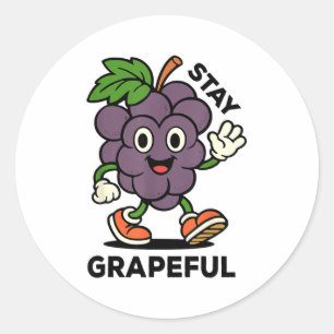 Sticker Rond Restez reconnaissants - Style Rétro - Pun de fruit