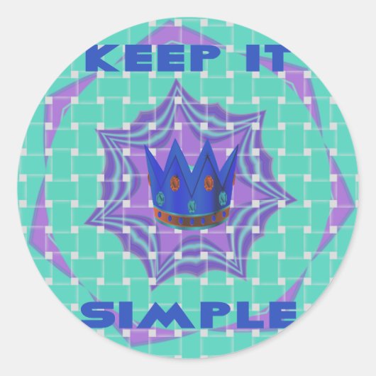 Sticker Rond Restez simple : l'art Motif de la Clarté Royale (Devant)