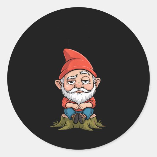 Sticker Rond Resting Gnome Face Cute Funny Christmas Kawaii Car (Devant)