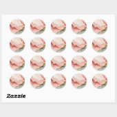 Sticker Rond Résumé Abstrait Rose Teal Or (Feuille)