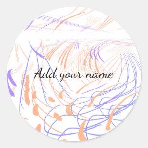 Sticker Rond Résumé aquarelle orange violet ajouter nom texte t