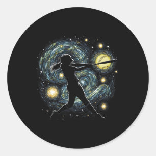 Sticker Rond Résumé Fastpitch Softll Frappe Softll Dans Le