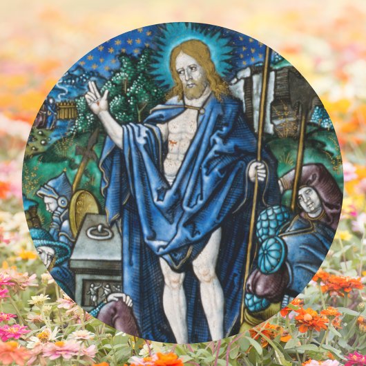 Sticker Rond Résurrection religieuse catholique de Pâques