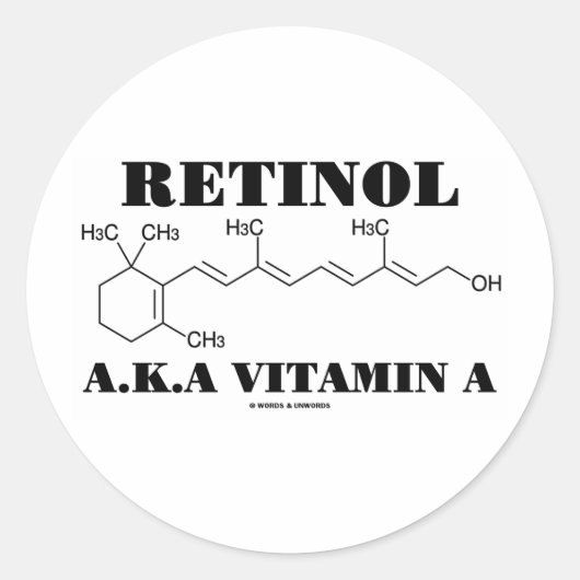 Sticker Rond Retinol A.K.A. Vitamine A (Molécule de Retraite) (Devant)