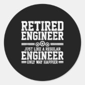 Sticker Rond Retired Engineer Engineering Funny Saying Retireme (Devant)