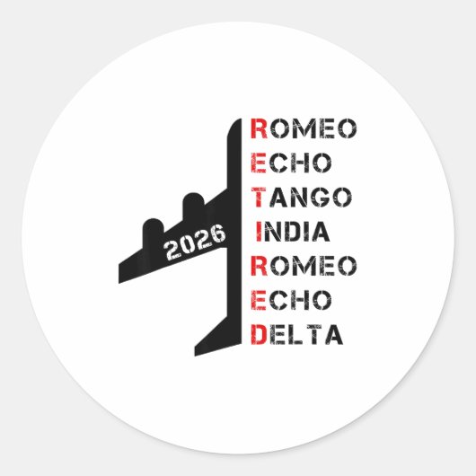 Sticker Rond Retired Lot 2026 Phonetic Alphabet Retirement Gift (Devant)