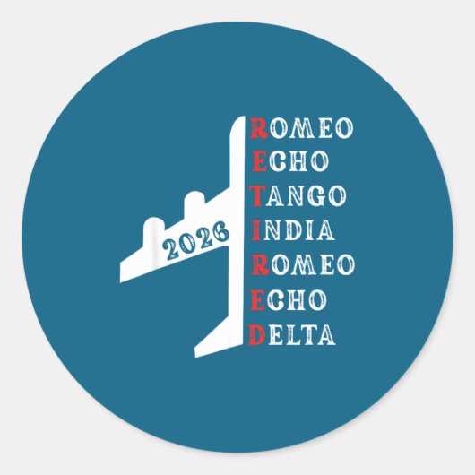 Sticker Rond Retired Lot 2026 Phonetic Alphabet Retirement Gift (Devant)