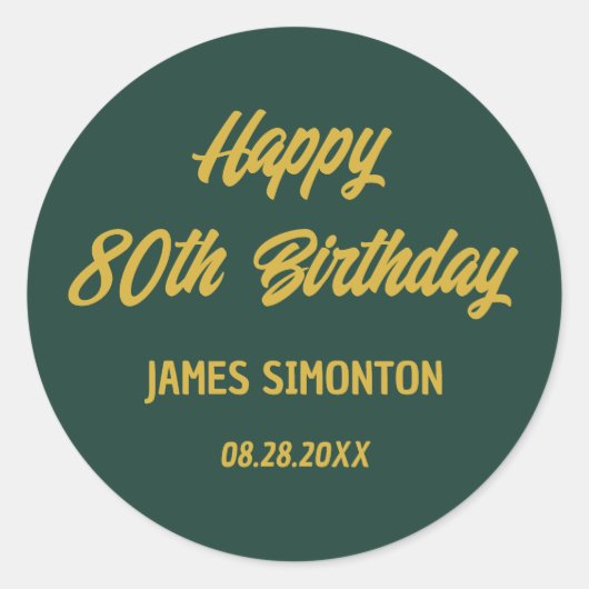 Sticker Rond Reto Script 80e Anniversaire Enveloppe Sceau (Devant)