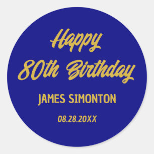 Sticker Rond Reto Script 80e Anniversaire Enveloppe Sceau