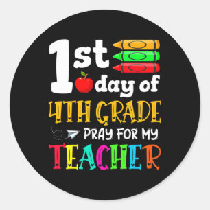 Sticker Rond Retour À L'École 1Er Jour De Prière De 4E Année Po