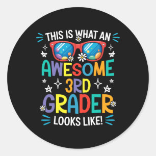 Sticker Rond Retour à l'école 3e année Incroyable élève de troi
