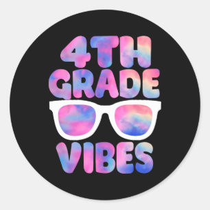 Sticker Rond Retour à l'école 4e année Vibes Premier jour Ensei