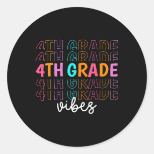 Sticker Rond Retour à l'école 4e année Vibes Rétro Enseignant É