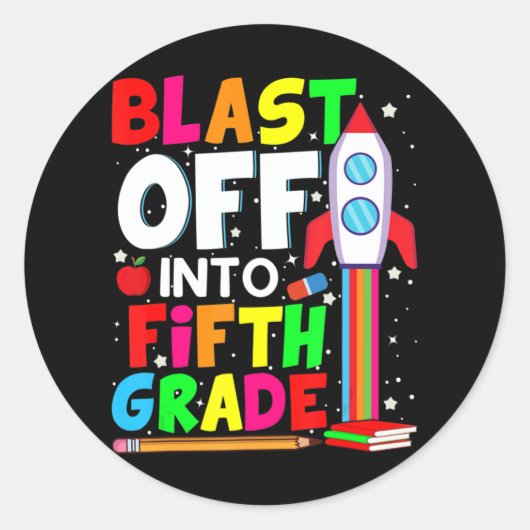 Sticker Rond Retour À L'École 5Ème (Devant)
