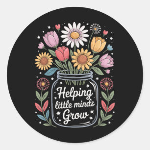 Sticker Rond Retour à l'école aidant les petits esprits Fleur m