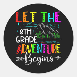 Sticker Rond Retour À L'École Amusement Laisser L'Aventure De 8