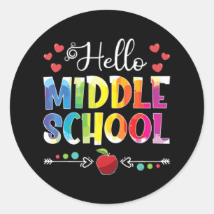 Sticker Rond Retour À L'École Bonjour Filles Du Milieu De L'Éco