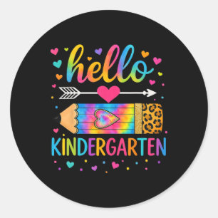 Sticker Rond Retour à l'école Bonjour la maternelle Léopard Tie