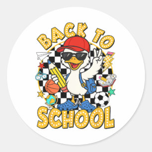 Sticker Rond Retour à l'école drôle Silly Goose Premier jour d'