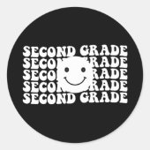 Sticker Rond Retour à l'école Enseignant de deuxième année (Devant)