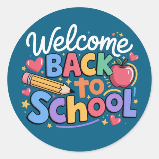 Sticker Rond Retour à l'école Enseignant Premier jour d'école D (Devant)