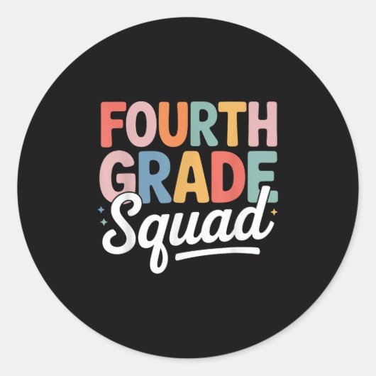 Sticker Rond Retour À L'École Équipe Étudiante De 4E Année (Devant)