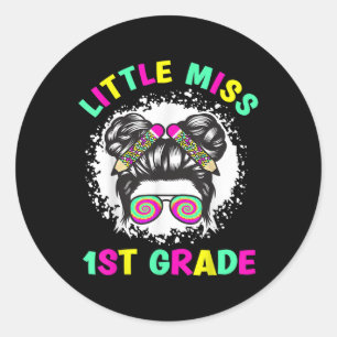 Sticker Rond Retour à l'école Filles Drôles Étudiante Manque 1è