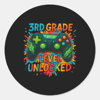 Sticker Rond Retour à l'école garçon 3e année joueur jour de la