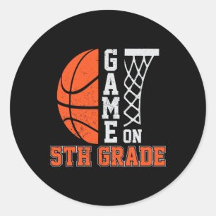 Sticker Rond Retour À L'École Jeu Sur Basketball De 5E Année Fu