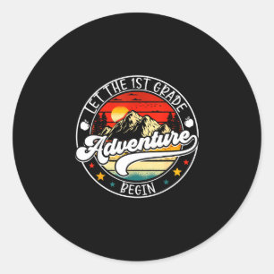 Sticker Rond Retour à l'école, laissez l'aventure de 1re année