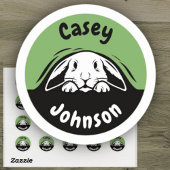 Sticker Rond Retour à l'école nom étiquette, mignonne lapin à r