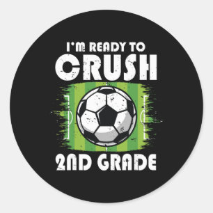Sticker Rond Retour à l'école Premier Jour De 2e Année Football